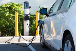 an electric car getting charge